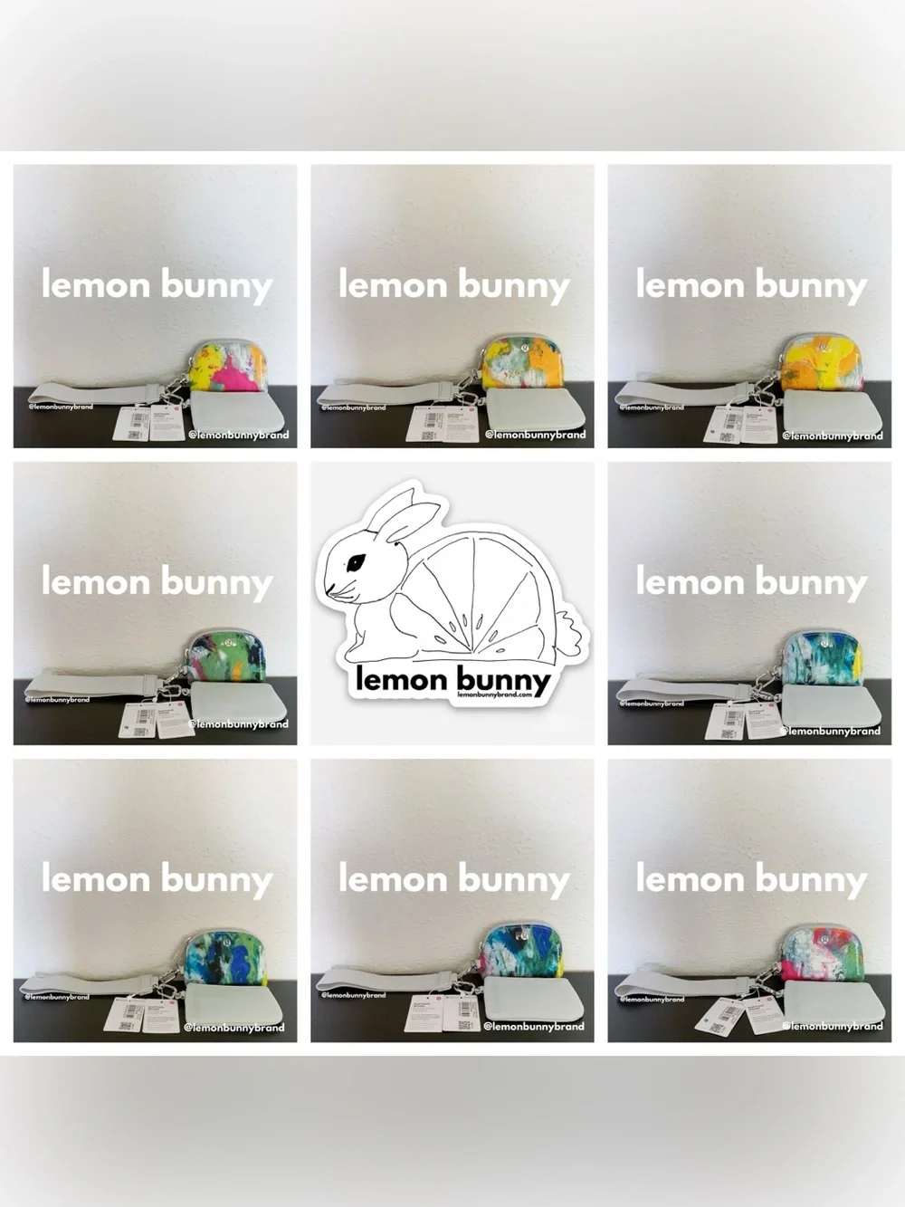 🎨🤍🎨 8 lululemon Dual Pouch Wristlets in No Limits White Multi Mystery Patterns
